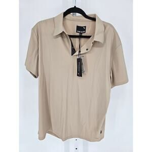 Stone Falcon Men's Tan Short Sleeve Stretch Comfort Performance Shirt Size XL